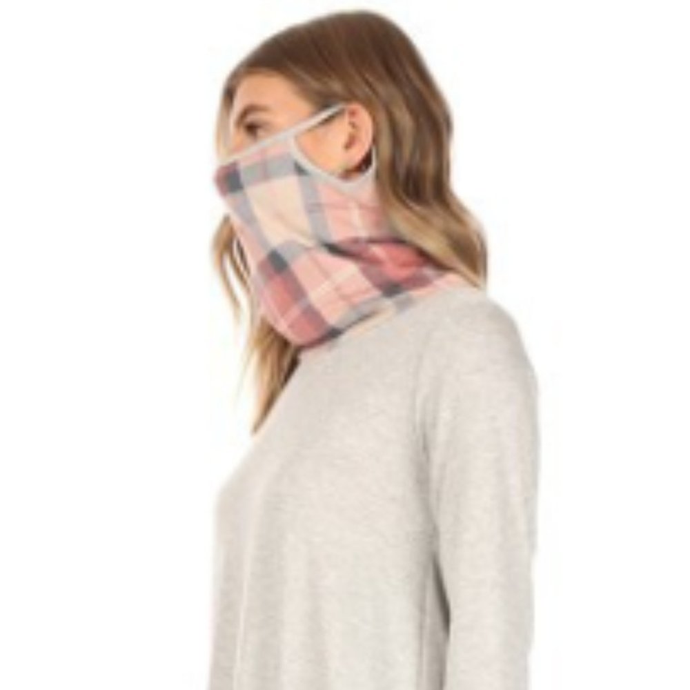 Plaid And Solid Top With Attached Face Covering - image 8